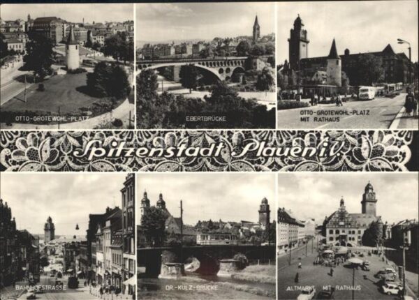 Plauen Vogtland Otto Grotewohl Platz Rathaus Brücke Alt