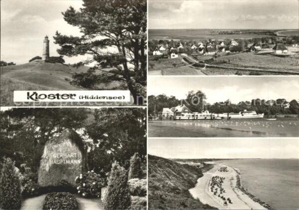 Kloster Hiddensee Leuchtturm Panorama Fährschiff Strand G