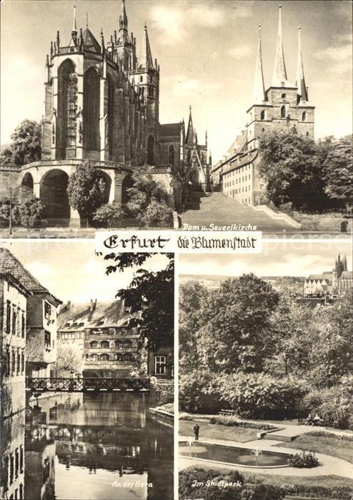 Erfurt Dom Seuerikirche Partie an der Gera Sta