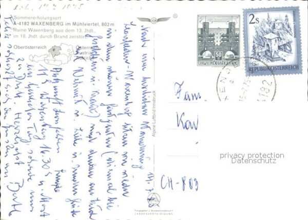 Waxenberg Oberneukirchen Burgruine Erholungsort Wappen Fliegerau – Bild 2