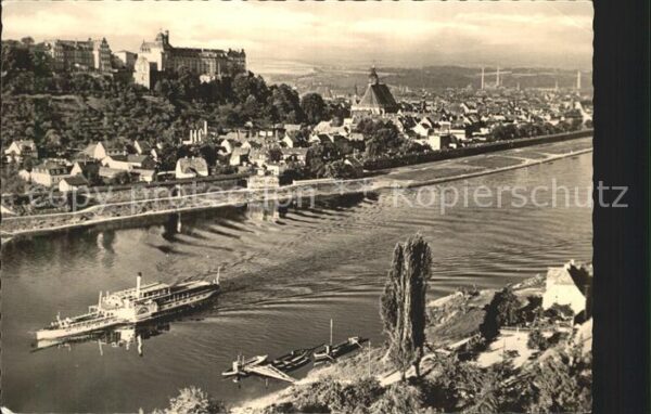 Pirna Blick über die Elbe Dampfer Schloss