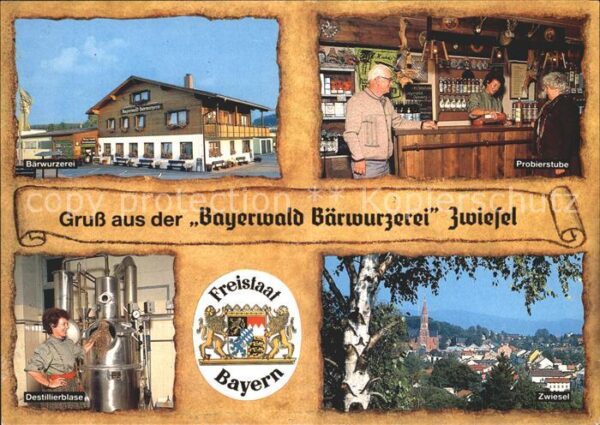 Zwiesel Niederbayern Bayerwald Bärwurzerei Wappen Ortsansich