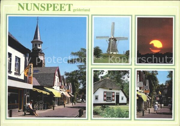Nunspeet Ortspartie an der Kirche Windmühle Sonn