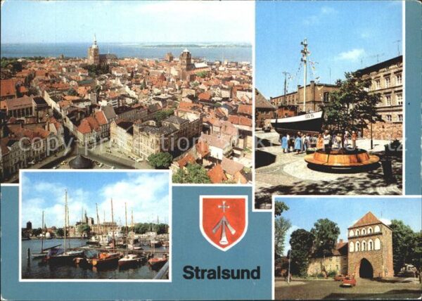 Stralsund Mecklenburg Vorpommern Blick von St Marien Kutter Meeresmuseum