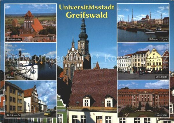 Greifswald Mecklenburg Vorpommern Marienkirche Hafen Ryck Marktplatz Univ