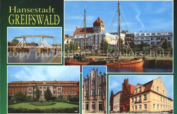 Greifswald Mecklenburg Vorpommern Zugbrücke Wieck Hafen Segelschiff Unive