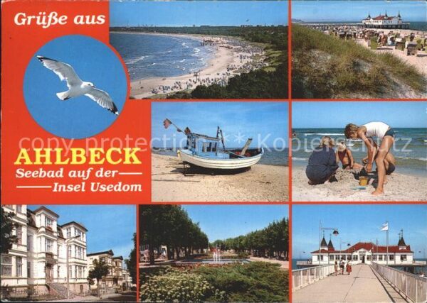 Ahlbeck Ostseebad Möwe Strand Seebrücke Fischkutter Ortsp