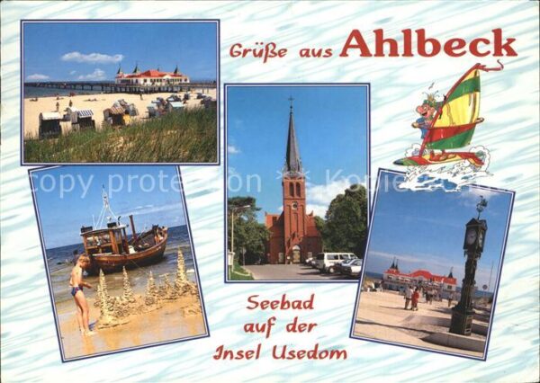 Ahlbeck Ostseebad Strand Seebrücke Kirche Standuhr Fischk