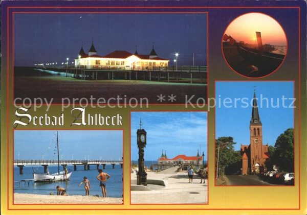 Ahlbeck Ostseebad Seebrücke Nachtaufnahme Sonnenuntergang