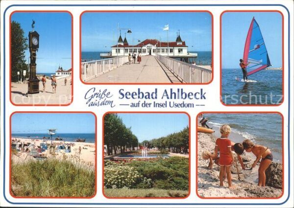 Ahlbeck Ostseebad Standuhr Seebrücke Windsurfen Strand Pa