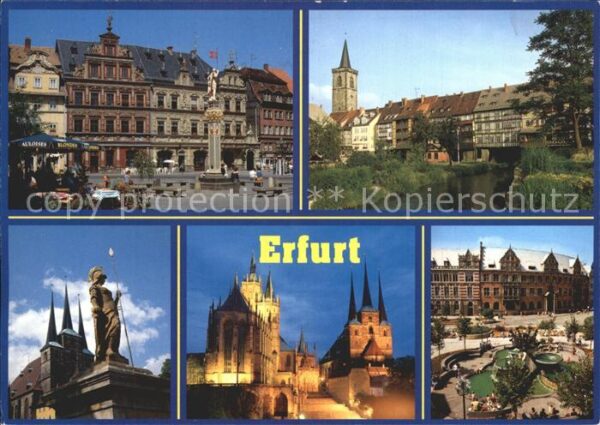 Erfurt Fischmarkt Krämerbrücke Minervabrunnen