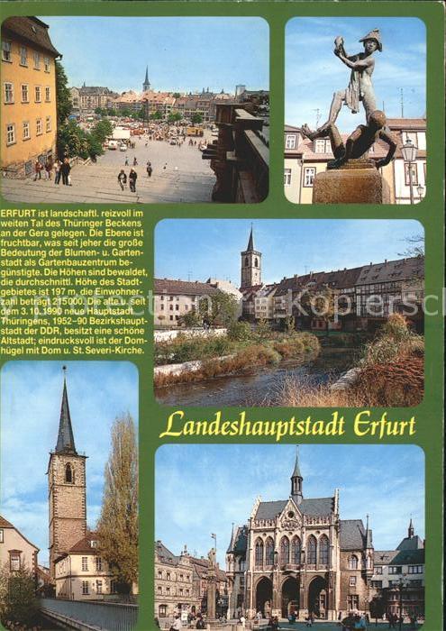 Erfurt Teilansichten Kirche Rathaus Skulptur