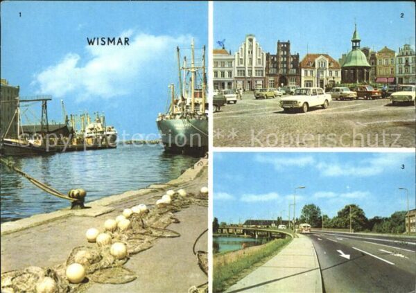Wismar Mecklenburg Hafen Schiffe Markt Wasserkunst Hochbrü