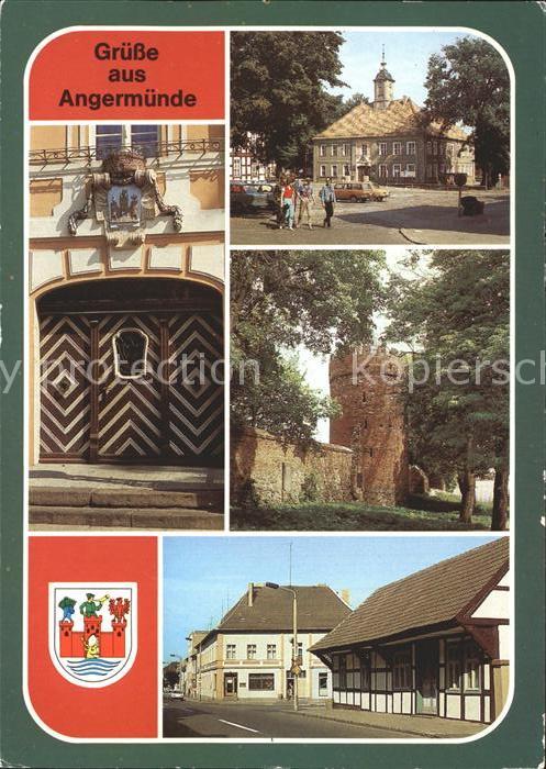 Angermuende Rathaus Portal Pulverturm Stadtmauer Ro