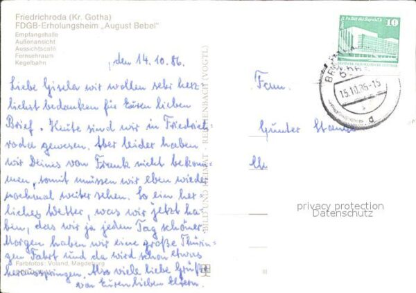 Friedrichroda FDGB Erholungsheim August Bebel Empfang – Bild 2