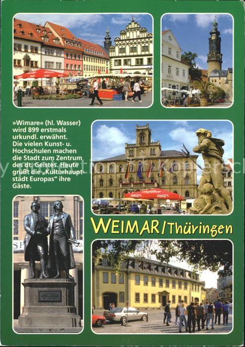 Weimar Thueringen Marktplatz Rathaus Neptunbrunnen Goethe