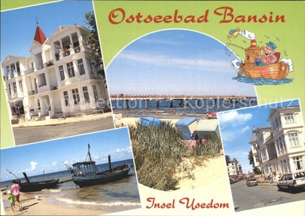 Bansin Ostseebad Ortspartie Strand Fischkutter Seebrücke