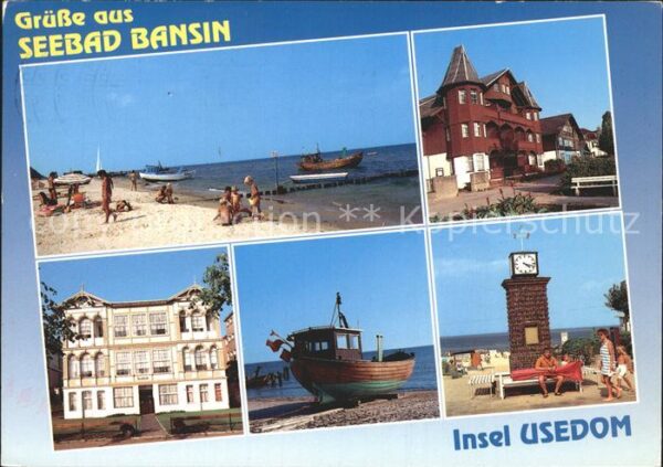 Bansin Ostseebad Strand Fischkutter Standuhr Ferienheime
