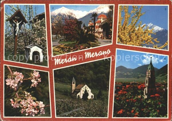 Meran Merano Inri Kurhaus Kapelle Kirche Baumblüte A