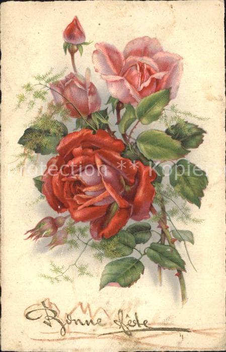Rosen Bonne fete Litho
