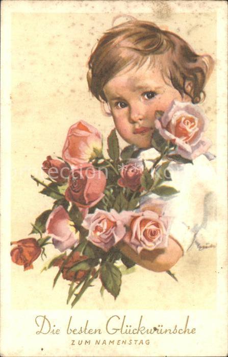 Namenstag Namenskarte Kind Rosen