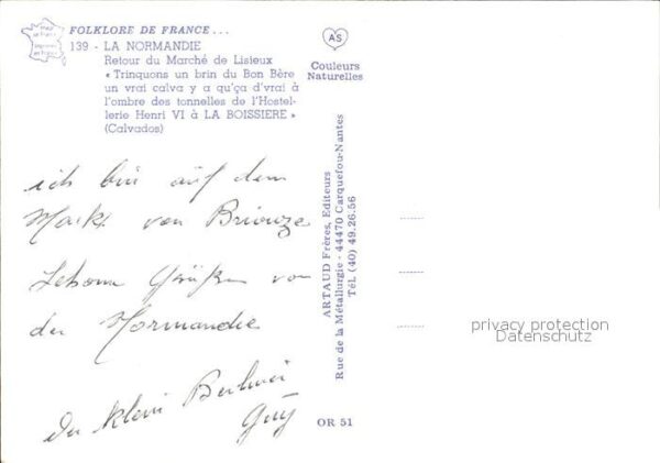 Trachten Frankreich Normandie Hostellerie Henri VI La Boiss – Bild 2