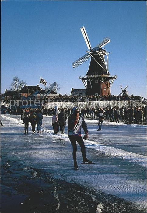 Schlittschuhlaufen Eislaufen Windmühle Feestdagen Lieuwe Zander Lely