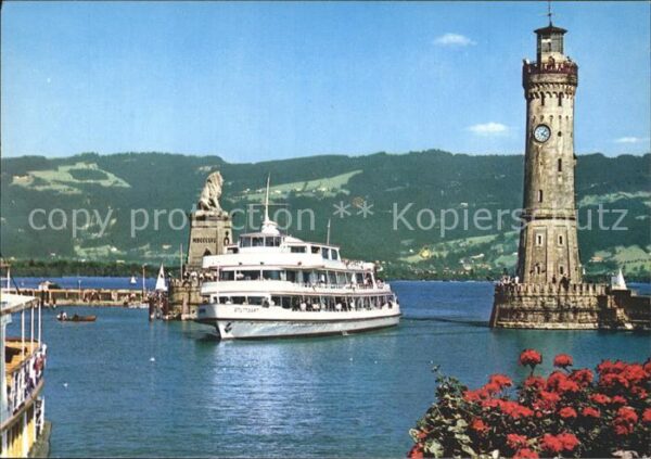 Motorschiffe MS Stuttgart Lindau Bodensee Hafeneinfa