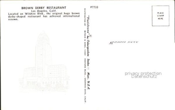 Los Angeles California Brown Derby Restaurant – Bild 2