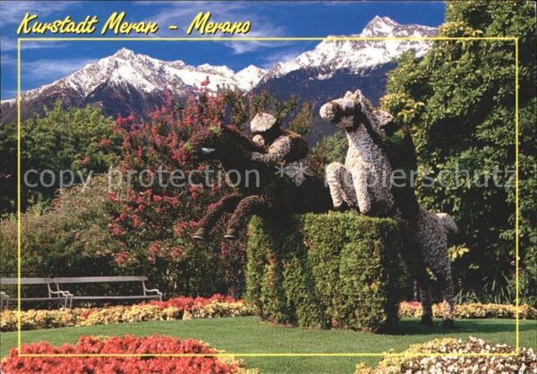 Merano Meran Kurpromenade Pferde Kunst aus Blumen