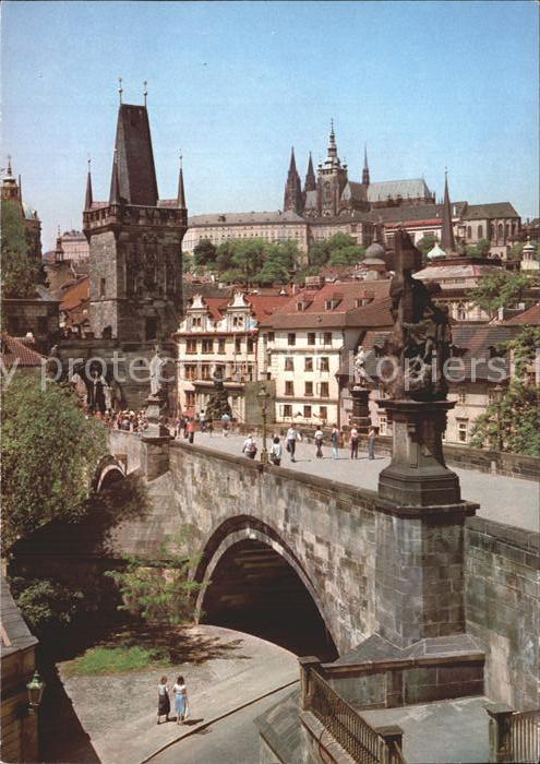Praha Prahy Prague Schloss mit Karlsbrücke