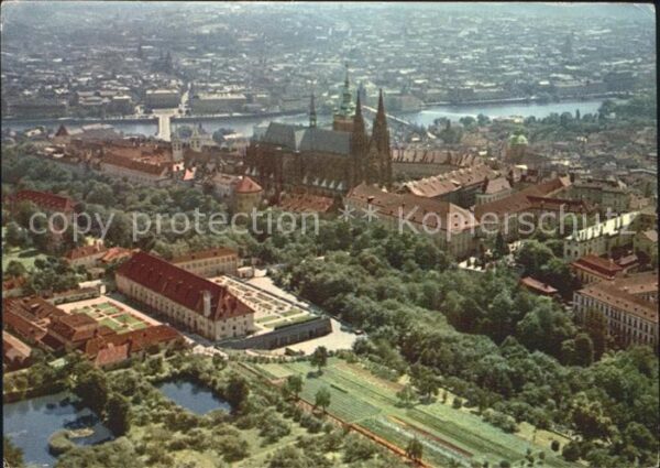 Praha Prahy Prague Fliegeraufnahme Burg Kathedrale und Vit