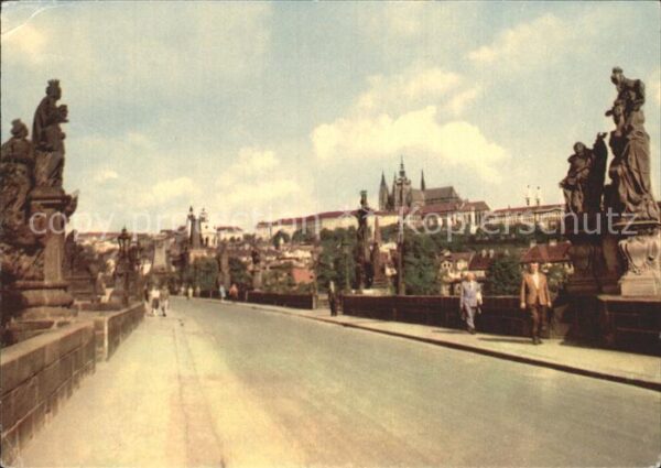 Praha Prahy Prague Burg mit Karlsbrücke