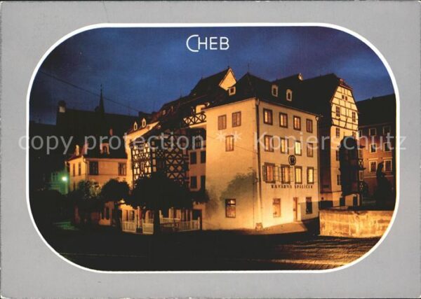 Cheb Eger altes Gebäude bei Nacht