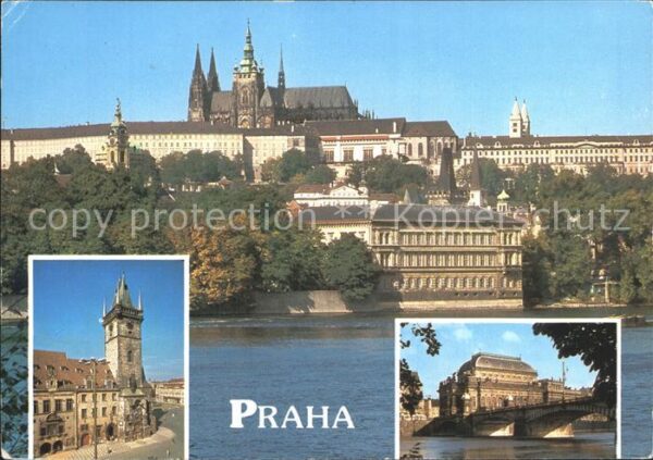 Praha Prahy Prague Burg Moldaubrücke Narodni Divadlo