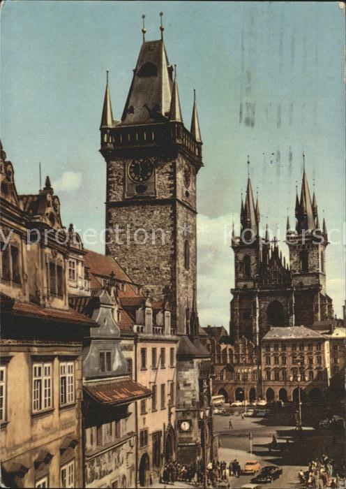 Praha Prahy Prague Altstadt mit Teinkirche Horologium