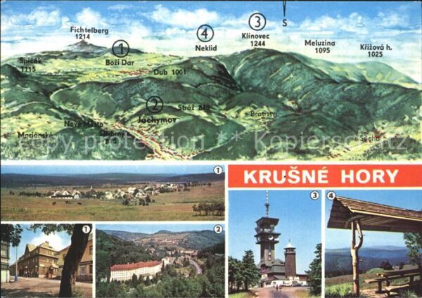 Krusne Hory Panoramakarte Sendetürme