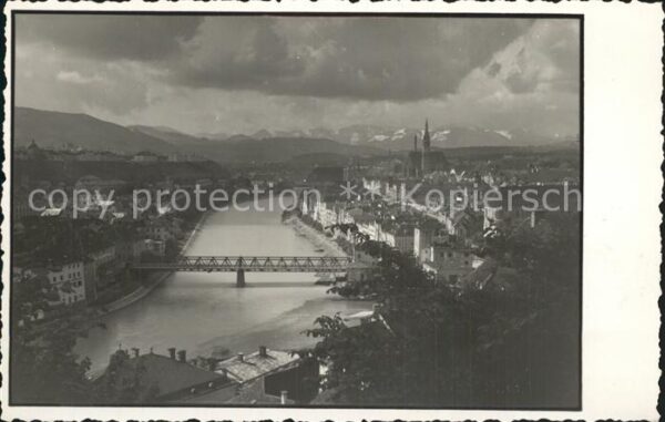 Steyr Enns Oberoesterreich Partie am Fluss mit Brücke Eisenstadt