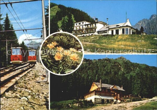 Vysoke Tatry Berghäuser und Bahn
