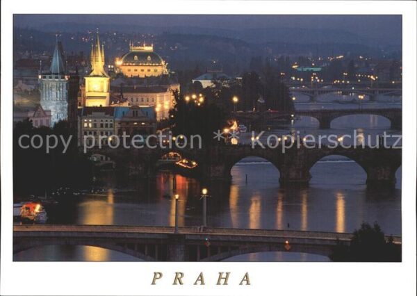 Praha Prahy Prague Moldaubrücken bei Nacht