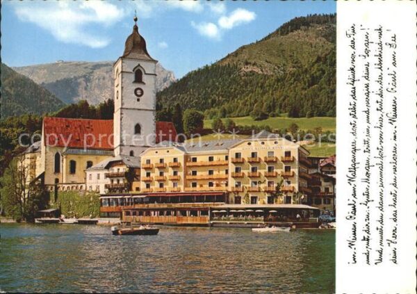 St Wolfgang Wolfgangsee Weißes Rößl mit Schafberg