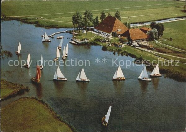 Friesland Niederlande Fliegeraufnahme mit Seegelbooten