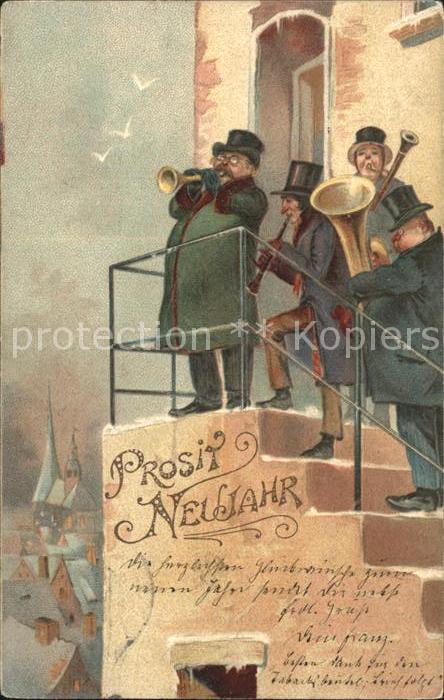 Neujahr Musikanten Klarinette Trompete Tuba Lit
