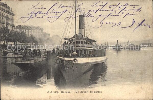 Dampfer Seitenrad Geneve Depart de Bateau