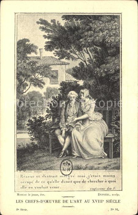 Kuenstlerkarte Alte Kuenstler J.M. Moreau Le Jeune Chef-d_ouvre de l'