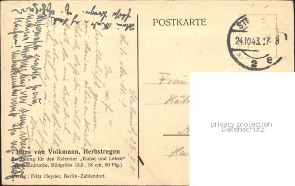 Kuenstlerkarte Hans von Volkmann Herbstregen – Bild 2