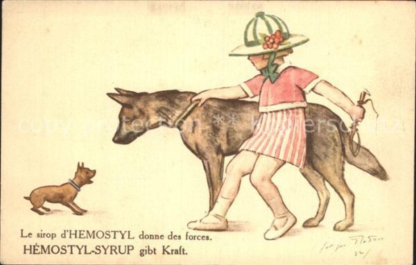 Hunde Kind Werbung Hemostyl-Sirup