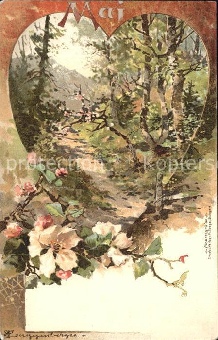 Monatskarte Mai Herz Wald Blumen Thomas Gugggenberg