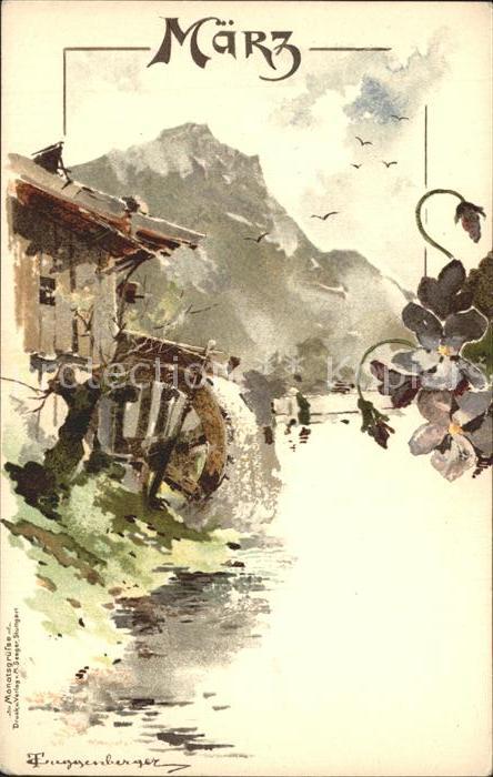 Monatskarte März Wassermühle Veilchen Thomas Guggen