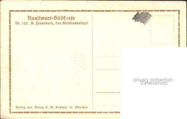 Kuenstlerkarte A. Feuerbach Der Alcibiadeskopf Kunstwa – Bild 2